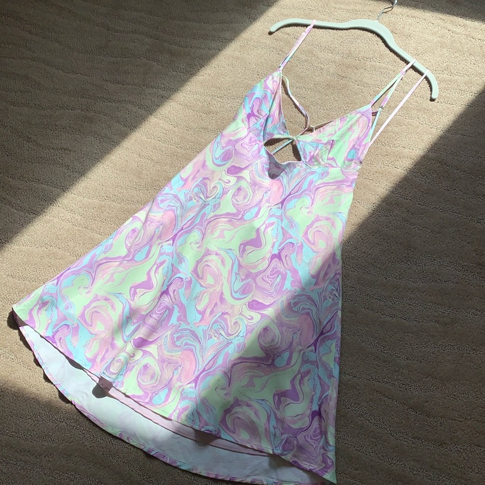 Zara Marble Print Cut Out Mini Dress - Picture 6 of 17